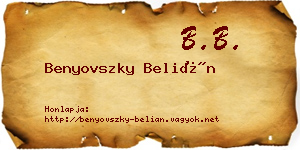 Benyovszky Belián névjegykártya